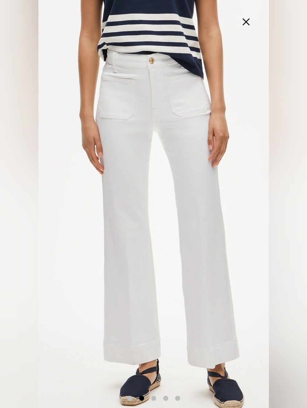 J. Crew White Wide-Leg Jeans with Front Patch Pockets